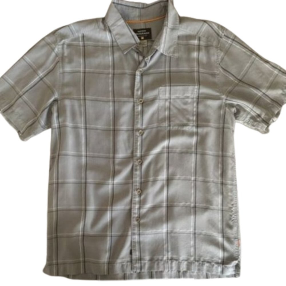 Quicksilver Men’s Button Up Short Sleeve Shirt Size Small Gray Reg Fit